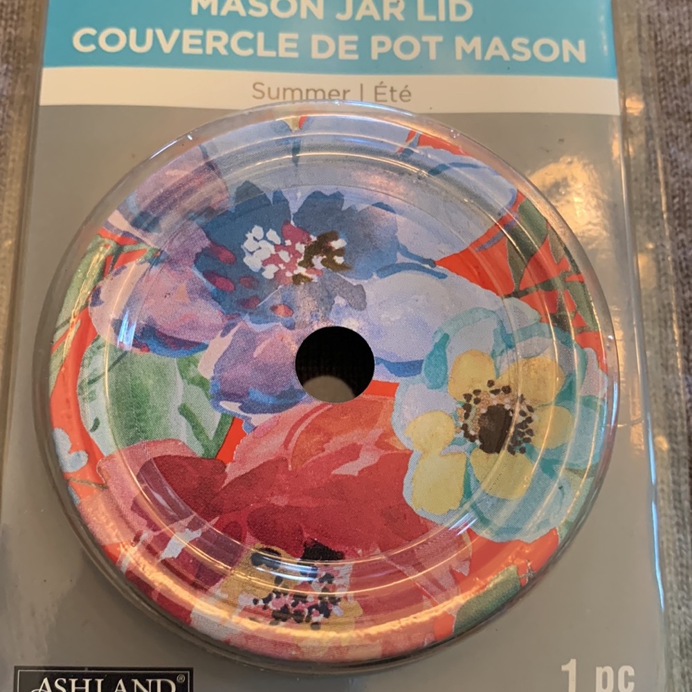 Floral mason jar lid for straw 🔘